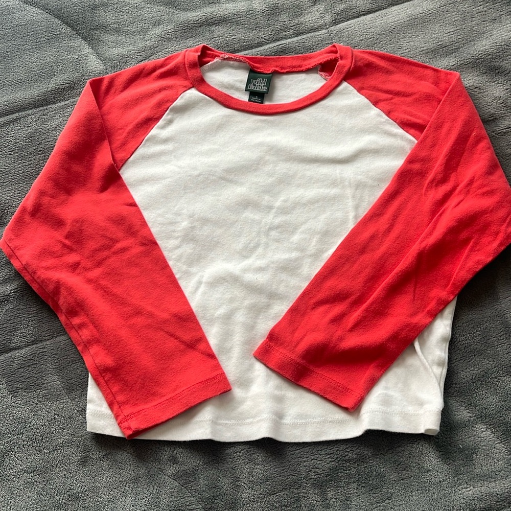 S orange and white Wild Fable crop with 3/4 length sleeves